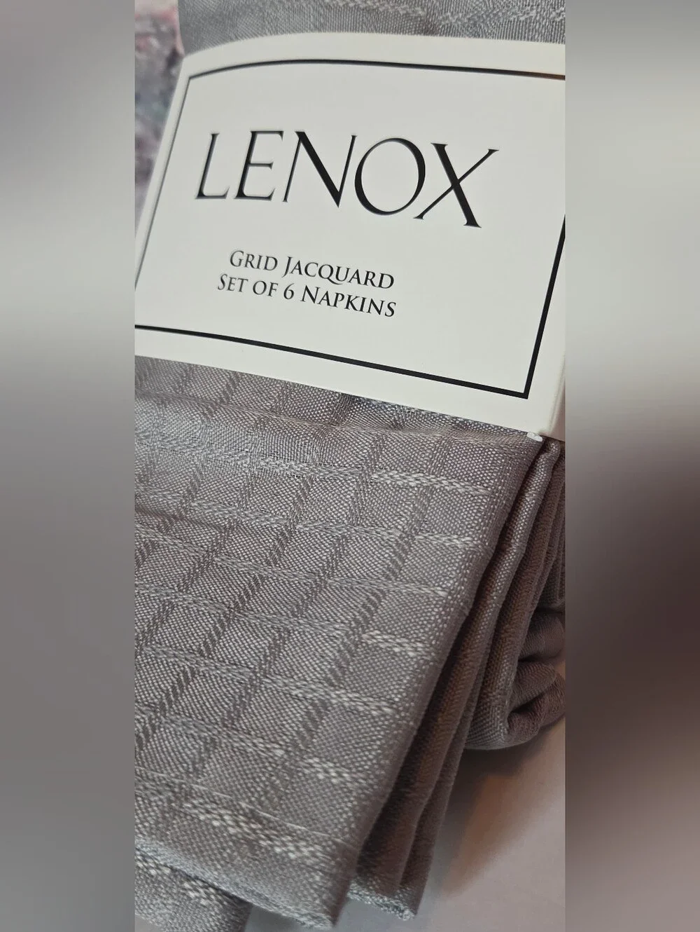 Lenox Grid Jacquard Napkins Set of 6 NIP